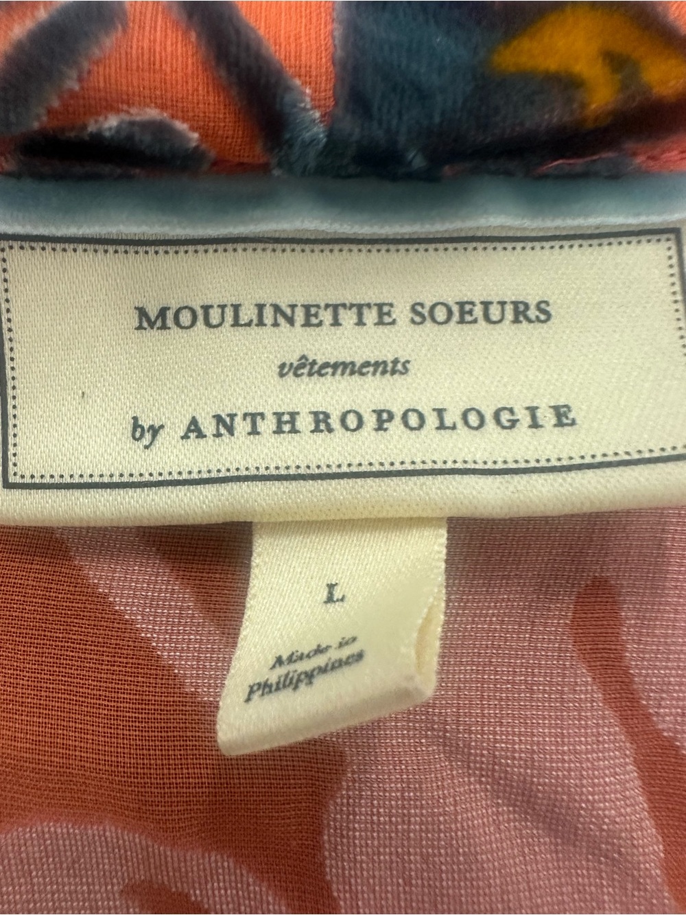 Moulinete Soeurs Velvet Mixed-Print Wrap Top in Mustard and Rust NWOT - Picture 4 of 7